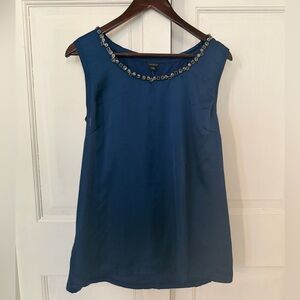 Ann Taylor Blue Embellished Sleeveless Blouse
